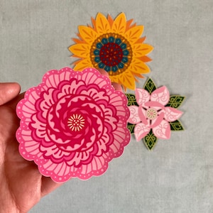 Sunflower Sticker, Rose Sticker, Lotus Sticker, Artsy Arthurs, laptop sticker, water bottle sticker, car decal, mandala sticker