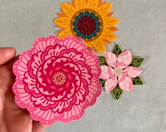 Sunflower Sticker, Rose Sticker, Lotus Sticker, Artsy Arthurs, laptop sticker, water bottle sticker, car decal, mandala sticker