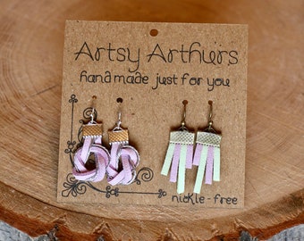 Mini earrings,Light Purple Celtic Knot Mini Earring Set, Artsy Arthurs,small knot earrings, drop earrings, dangle earrings, boho earrings