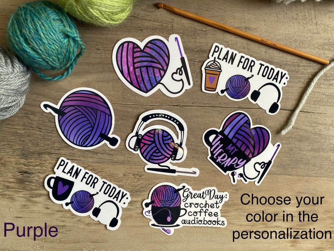 Crochet Stickers,crochet Coffee Audiobooks Sticker Set,artsy Arthurs,yarn Stickers,yarn and Hook Stickers,hydro Flask Sticker,computer Stick