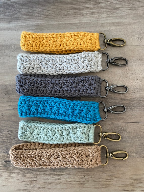Crochet key fob Artsy Arthurs wristlet key fob boho key fob crochet car accessories wrist keychain keychain fob
