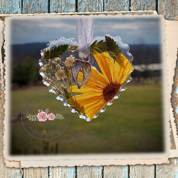 Heart Made flower petals, Real Flower Petals, Funeral Flowers, Heart Suncatcher, item#1718