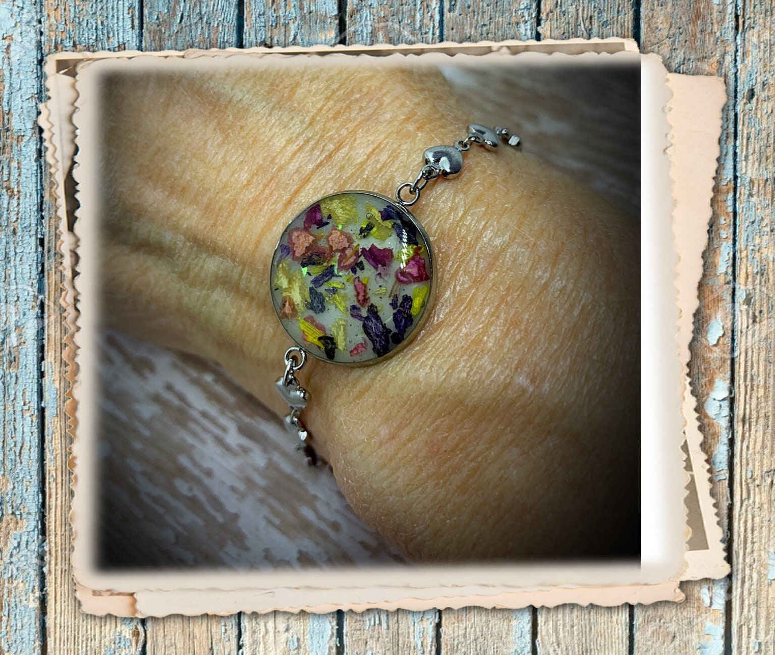 Funeral Flower Round Bezel Bracelet wedding flower bracelet Etsy