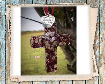 Cross Sun Catcher, Dried Flower Petal Cross, Funeral Flowers, flower petal keepsake, SIMPLYVERONICA2015, ITRM#1206
