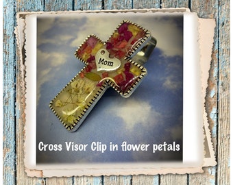 Cross Visor Clip, Funeral Flower Keepsake, Car Visor Clips, SYMPATHY GIFTS, item#1664
