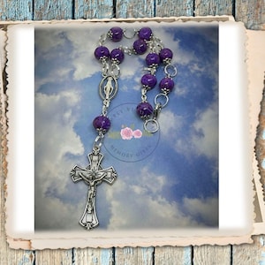 Rosary -Dried Flower Petal Beaded (Rear View Mirror) Rosary, funeral flower keepsake, Catholic gifts, SIMPLYVERONICA2015, ITEM#1354