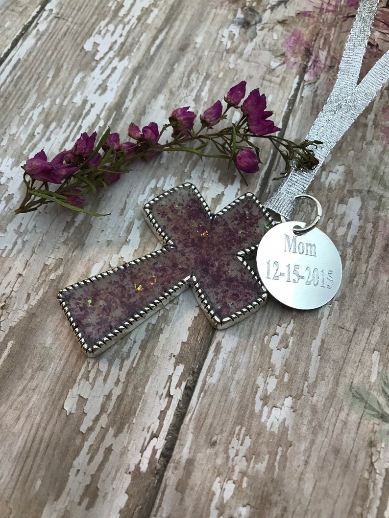 In Memory Cross With Petal Cross Keepsake Personalized Etsy