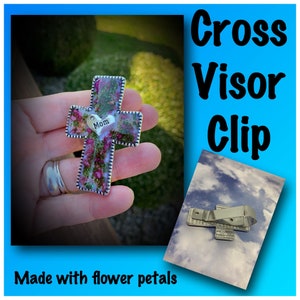 Cross Visor Clip, Funeral Flower Keepsake, Car Visor Clips, SYMPATHY GIFTS, item#1664