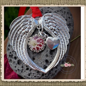 Guardian Angel Wing Ornament with dried flower petals charm, dried flower keepsake, SIMPLYVERONICA2015, ITEM#1358