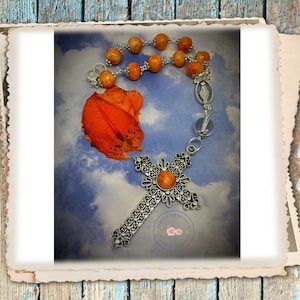 Car Rosary, Dried Flower Rosary, pocket Rosary, mini Rosary, SimplyVeronica2015, ITEM#1314