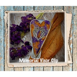 Heart Visor Clip, Flower Petal keepsake, Funeral Flowers, item #1692