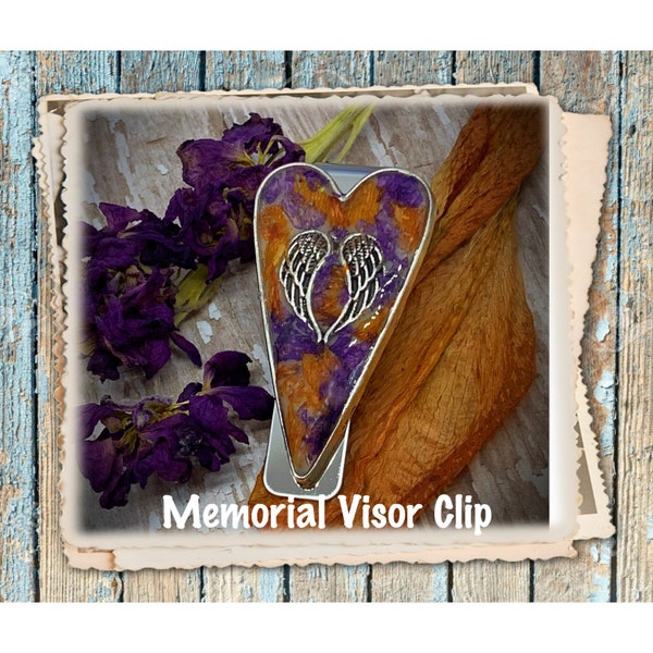 Memorial Visor Clip With Ashes and Flowers Etsy