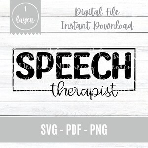 Archivo de corte digital SVG de logopeda / Patólogo del lenguaje del habla / Rehabilitación / Diseño de terapeuta / Cricut PNG PDF / Impresión por sublimación