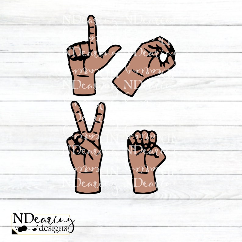 Valentine ASL Fingerspelling Digital Cut File Bundle | Deaf Hard of ...