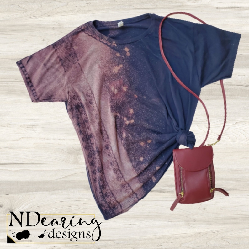 Navy and Pink Bleach Dye Lace Shirt Distressed Tie Dye Etsy