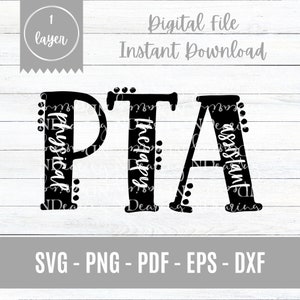 PTA Initial Digital Cut File | SVG | Physical Therapy Assistant | Rehabilitation Therapy | Therapist Design | Cricut | Cute Letters