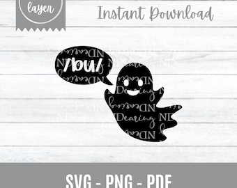 Speech Therapy Ghost Bu Digital Cut File | SVG PNG | Halloween | Speech Language Pathologist | SLP| Scary Cute Design | Cricut | Boo Bubble
