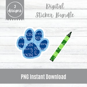 Blue&#39;s Clues Sticker Bundle: Paw Print & Crayon PNG (Digital Download)