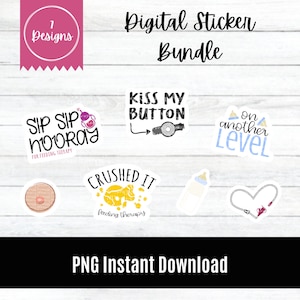 Paquete de calcomanías digitales para terapia de alimentación / PNG / Disfagia de deglución para logopedas, tubo de gastrostomía, botella / SLP / Cricut / Impresión y corte / Bricolaje