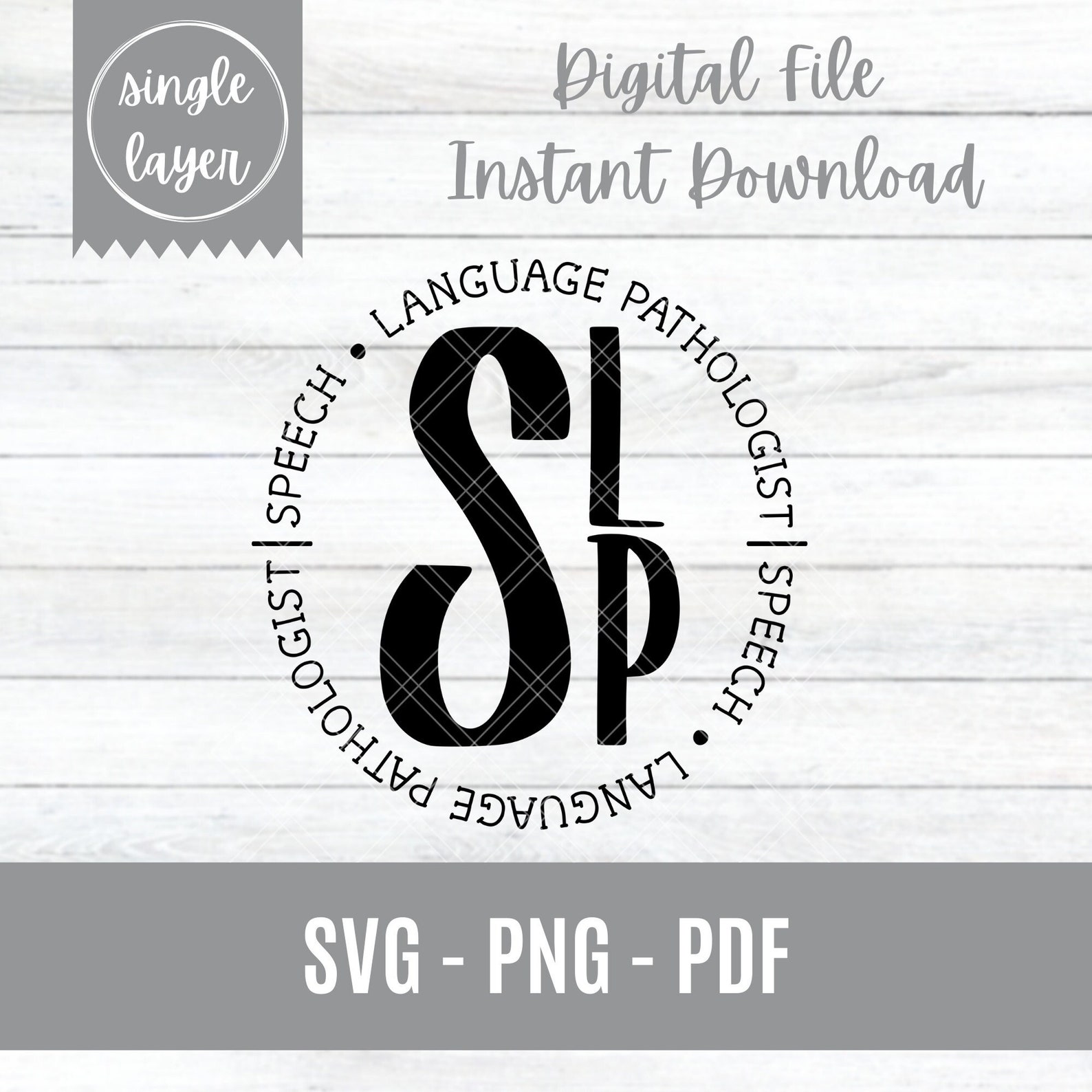 SLP Monogram Digital Cut File SVG Abbreviation Speech Language
