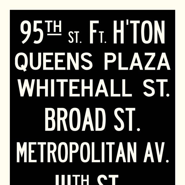 XL Vintage Subway Sign, Poster, Large Wall Art Print, Restoration Hardware, Printable Digital Download, NYC Subway Sign - 95th St