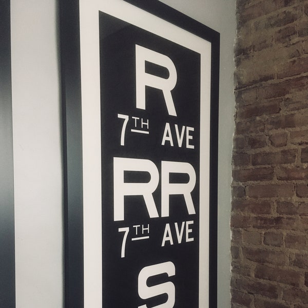 XL Vintage Subway Sign, Large Wall Art Print, Restoration Hardware, Instant Download, NYC Subway Sign - R Line