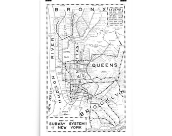 bronx retro queens nyc subway 1921 vintage subway map Old Map of New York City subway system antique map of subway manhattan brooklyn