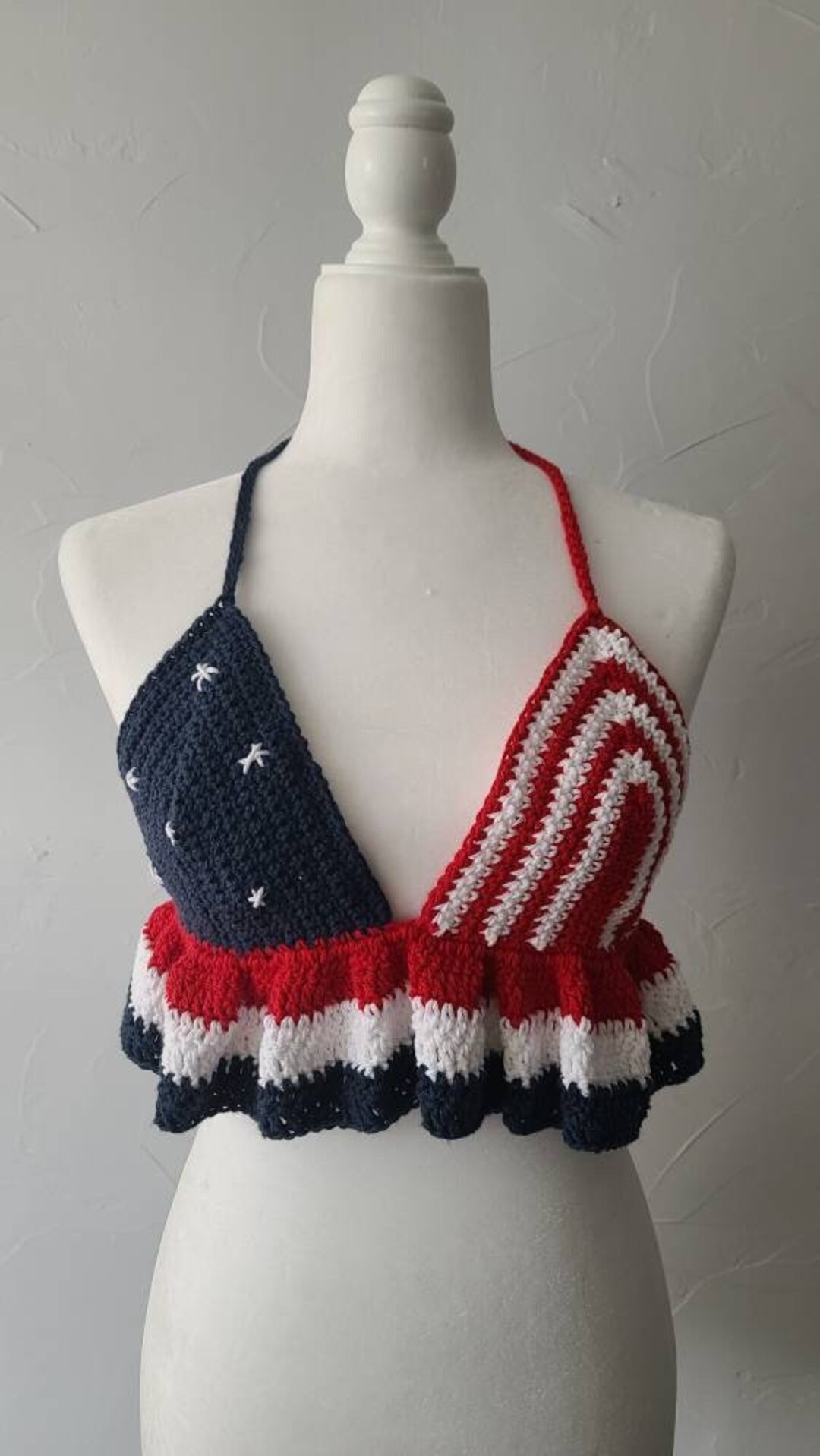 American Flag Ruffle Crop Top Flag Bralette Fourth of July - Etsy