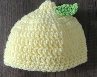 Lemon Baby beanie hat, photo accessory, baby shower gift