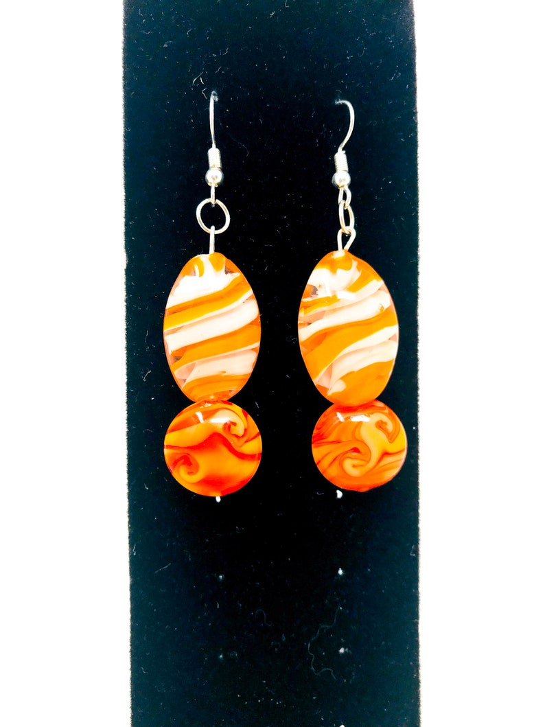 Earring and Necklace Set One of a Kind Orange Creamsicle