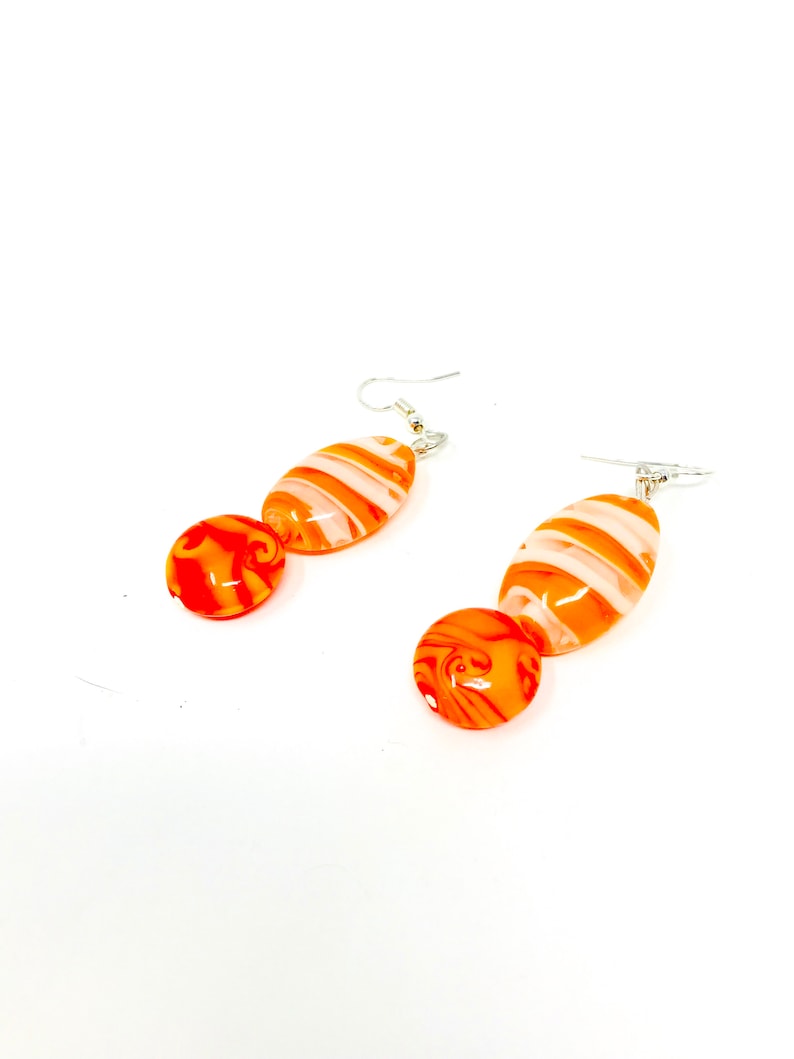 Earring and Necklace Set One of a Kind Orange Creamsicle
