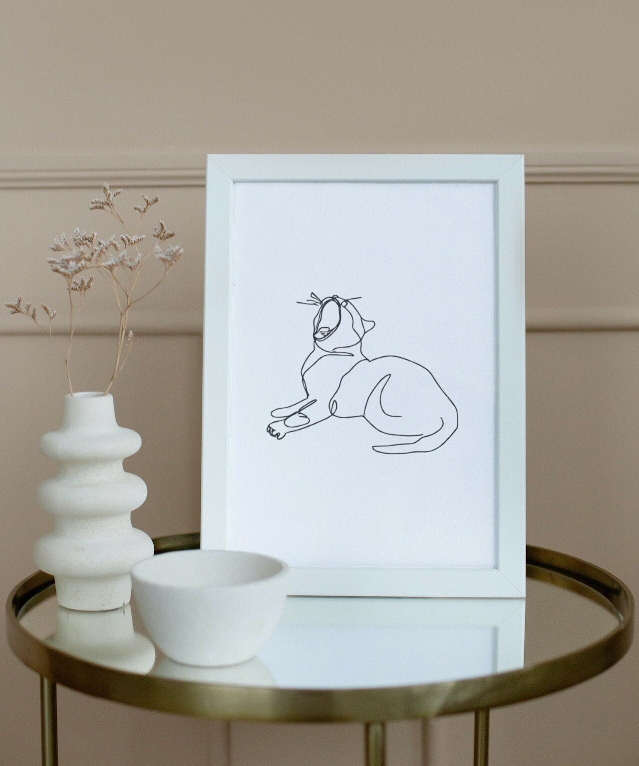 Minimalist Cat Art Print - Line Art Drawing Style - Instant Download ...