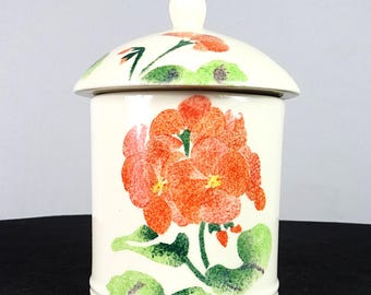 Jane and Stephen Baugham Pottery Canister: Geranium Pattern, 1990s
