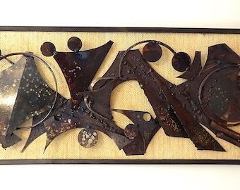 Mid Century Brutalist Metal Wall Art Sculpture by Henrik Horst Vintage Retro Danish