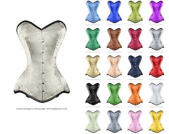 luvsecretlingerie Heavy Duty 26 Double Steel Boned Waist Training Satin Overbust Tight Shaper Corset #8460-BT