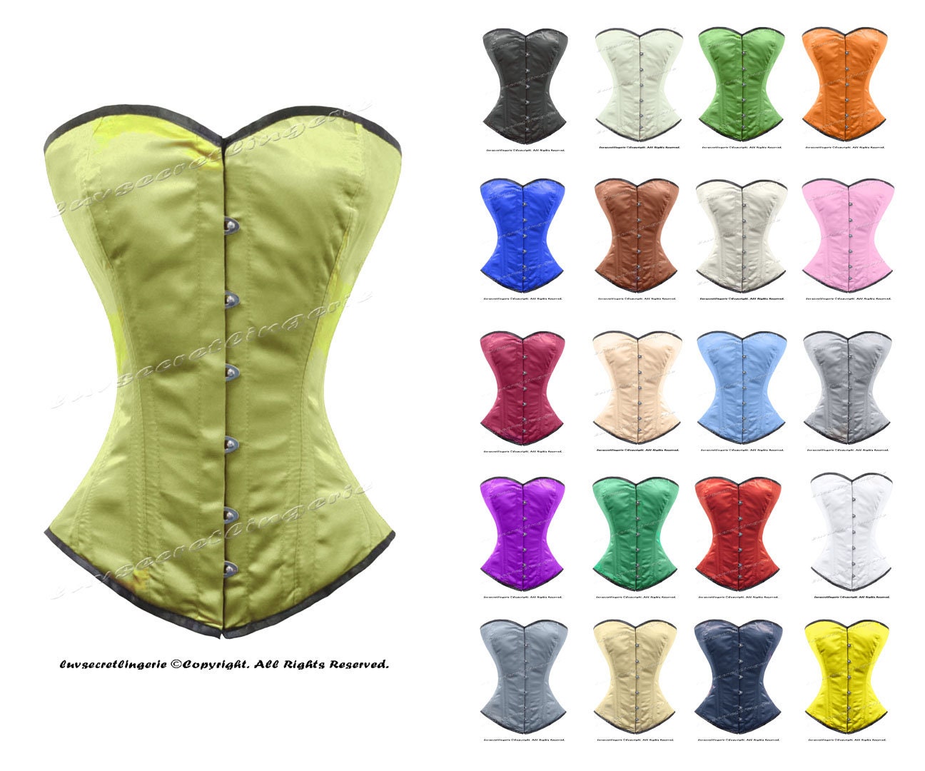 Luvsecretlingerie Heavy Duty 26 Double Steel Boned Waist Training SATIN  Overbust Tight Shaper Corset 9974-BT-SA 