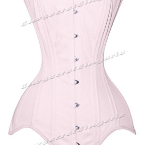 luvsecretlingerie Heavy Duty 26 Double Steel Boned Waist Training Baumwolle Long Torso Overbust Shaper Korsett 8151-TC Pink Cotton