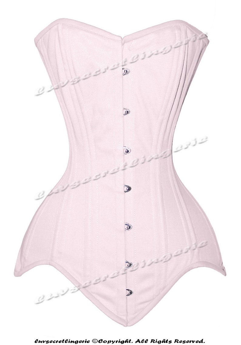 luvsecretlingerie Heavy Duty 26 Double Steel Boned Waist Training Baumwolle Long Torso Overbust Shaper Korsett 8151-TC Pink Cotton