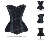 luvsecretlingerie Heavy Duty 26 Double Steel Boned Waist Training Denim Overbust Tight Shaper Corset 8505