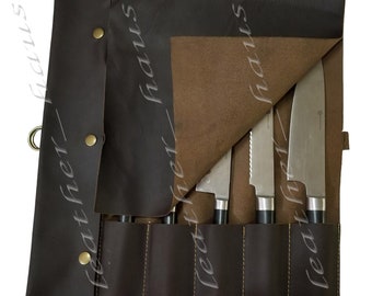5 Pockets Professional Chef Bag Lightweight Genuine Premium Leather Knife Bag/Chef Knife Roll #K06