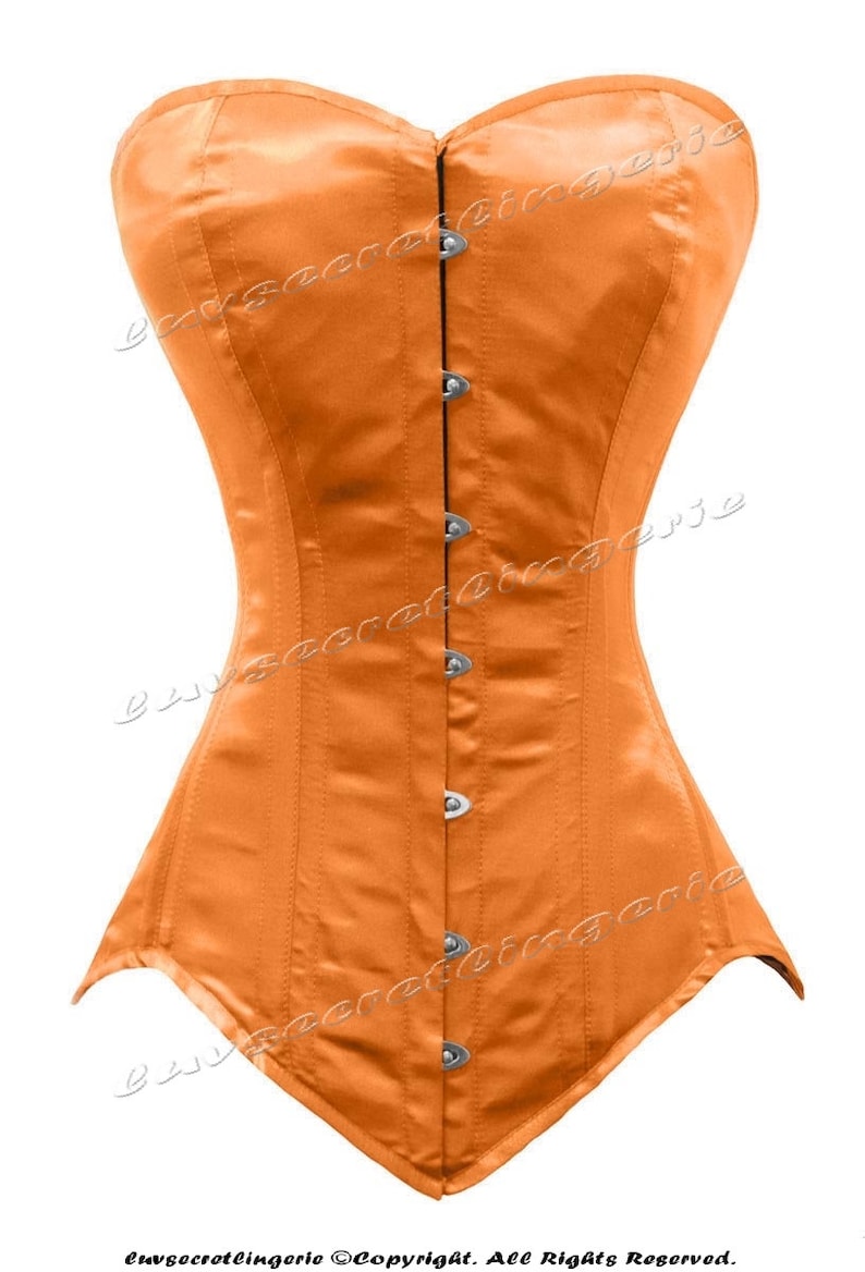 Waist Training Corset - 26 Steel Bone Overbust Shaper, Satin Long Corset For Women, Lace-Up Back, Size Reduction