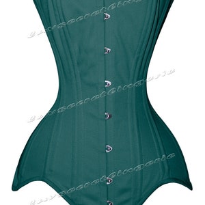 luvsecretlingerie Heavy Duty 26 Double Steel Boned Waist Training Baumwolle Long Torso Overbust Shaper Korsett 8151-TC Dark Green Cotton