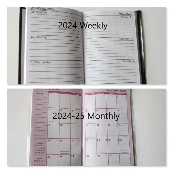 Pocket Calendar Cover / Monthly 2 Year Planner / 2024-25 / OR 2024 Weekly /  Appointment Book / Fabric Calendar Cover / Reusable / Refillable - Etsy