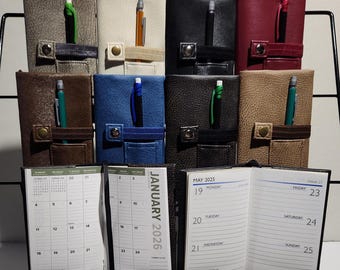 Pocket Calendar / Faux-Leather / Planner / Calendar Cover / 2026-27 Monthly OR 2026 Weekly / Refillable / Handmade