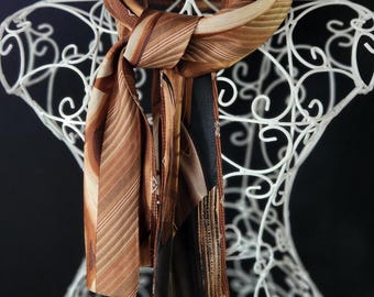 Silk Scarf Repurposed from Neckties - Unique Design