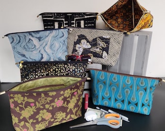 Large Zipper Pouch - OOAK - 12" X 7" with 2 3/4" bottom