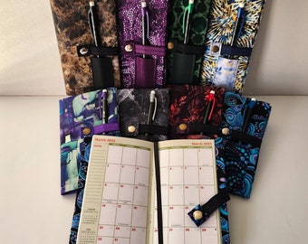 Pocket Calendar Cover / Monthly 2 year planner / 2024-25 / OR 2024 Weekly / Appointment book / Fabric Calendar Cover / Reusable / Refillable