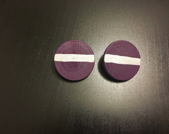 Purple and Metallic Wooden Earrings