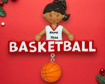 Personalized Black Basketball Girl Christmas Ornament - Custom Christmas Decoration