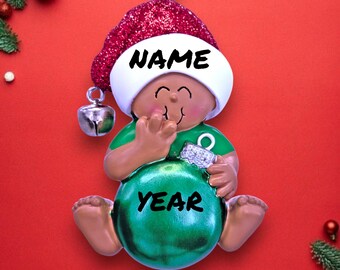 Personalized African American Baby Christmas Ornament – First Christmas Keepsake